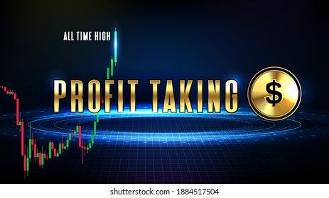 abstract background of taking profit stock market and golden coin