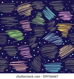 Abstract background with tangled line and small randomly disposed dots.Vector seamless pattern.