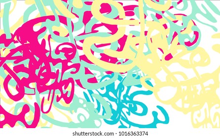 Abstract Background with Tangled Lines and Figures. Crazy Modern Design for Album Cover, Card, Invitation. Rectangular Base for Banner or Poster.
