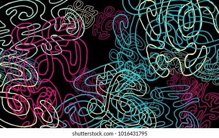 Abstract Background with Tangled Lines and Figures. Crazy Modern Design for Album Cover, Card, Invitation. Rectangular Base for Banner or Poster.