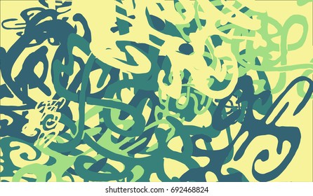 Abstract Background with Tangled Lines and Figures. Crazy Modern Design for Album Cover, Card, Invitation. Rectangular Base for Banner or Poster.