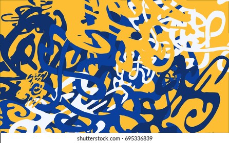 Abstract Background with Tangled Lines and Figures. Crazy Modern Design for Album Cover, Card, Invitation. Rectangular Base for Banner or Poster.