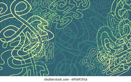 Abstract Background with Tangled Lines and Figures. Crazy Modern Design for Album Cover, Card, Invitation. Rectangular Base for Banner or Poster.