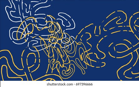 Abstract Background with Tangled Lines and Figures. Crazy Modern Design for Album Cover, Card, Invitation. Rectangular Base for Banner or Poster.