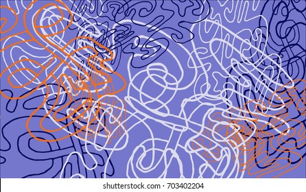 Abstract Background with Tangled Lines and Figures. Crazy Modern Design for Album Cover, Card, Invitation. Rectangular Base for Banner or Poster.