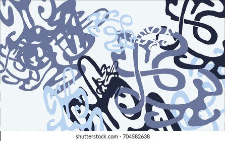 Abstract Background with Tangled Lines and Figures. Crazy Modern Design for Album Cover, Card, Invitation. Rectangular Base for Banner or Poster.