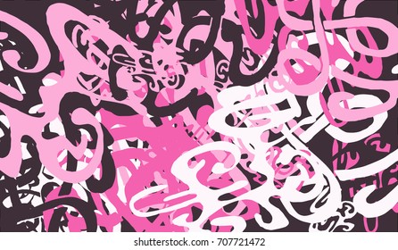 Abstract Background with Tangled Lines and Figures. Crazy Modern Design for Album Cover, Card, Invitation. Rectangular Base for Banner or Poster.