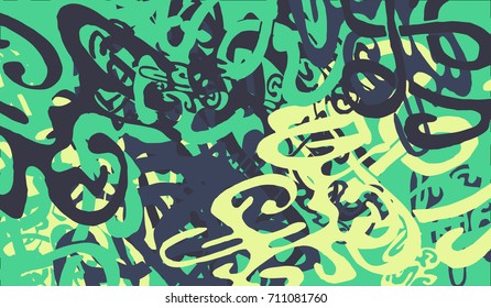 Abstract Background with Tangled Lines and Figures. Crazy Modern Design for Album Cover, Card, Invitation. Rectangular Base for Banner or Poster.