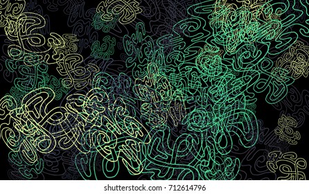 Abstract Background with Tangled Lines and Figures. Crazy Modern Design for Album Cover, Card, Invitation. Rectangular Base for Banner or Poster.