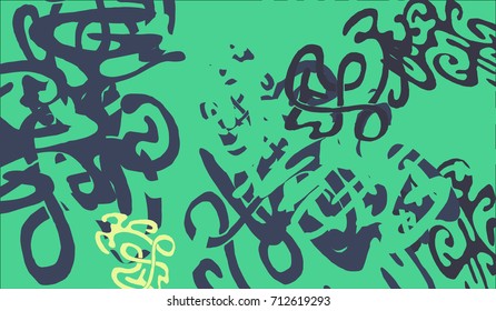 Abstract Background with Tangled Lines and Figures. Crazy Modern Design for Album Cover, Card, Invitation. Rectangular Base for Banner or Poster.