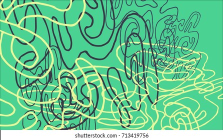 Abstract Background with Tangled Lines and Figures. Crazy Modern Design for Album Cover, Card, Invitation. Rectangular Base for Banner or Poster.