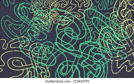 Abstract Background with Tangled Lines and Figures. Crazy Modern Design for Album Cover, Card, Invitation. Rectangular Base for Banner or Poster.