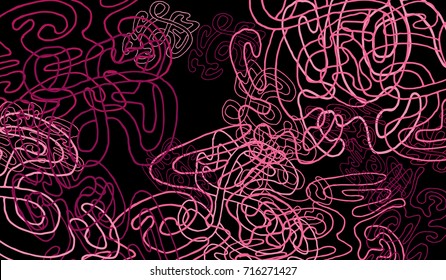 Abstract Background with Tangled Lines and Figures. Crazy Modern Design for Album Cover, Card, Invitation. Rectangular Base for Banner or Poster.
