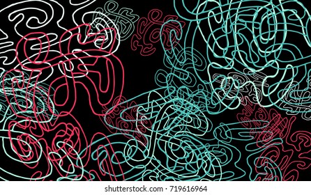 Abstract Background with Tangled Lines and Figures. Crazy Modern Design for Album Cover, Card, Invitation. Rectangular Base for Banner or Poster.