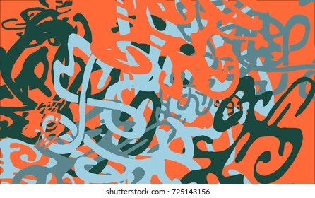 Abstract Background with Tangled Lines and Figures. Crazy Modern Design for Album Cover, Card, Invitation. Rectangular Base for Banner or Poster.