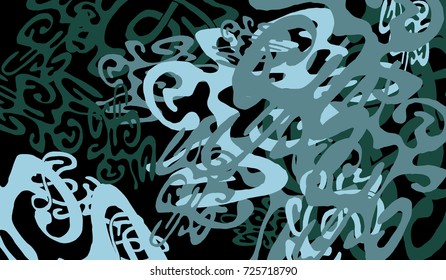 Abstract Background with Tangled Lines and Figures. Crazy Modern Design for Album Cover, Card, Invitation. Rectangular Base for Banner or Poster.