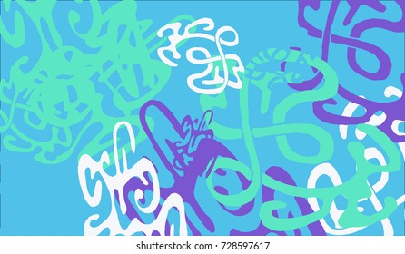 Abstract Background with Tangled Lines and Figures. Crazy Modern Design for Album Cover, Card, Invitation. Rectangular Base for Banner or Poster.