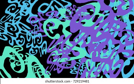 Abstract Background with Tangled Lines and Figures. Crazy Modern Design for Album Cover, Card, Invitation. Rectangular Base for Banner or Poster.