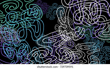 Abstract Background with Tangled Lines and Figures. Crazy Modern Design for Album Cover, Card, Invitation. Rectangular Base for Banner or Poster.