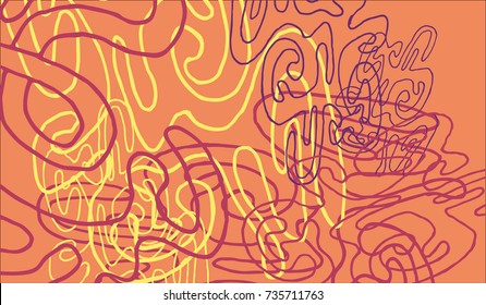 Abstract Background with Tangled Lines and Figures. Crazy Modern Design for Album Cover, Card, Invitation. Rectangular Base for Banner or Poster.