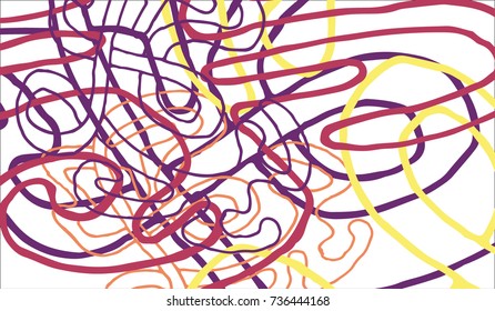 Abstract Background with Tangled Lines and Figures. Crazy Modern Design for Album Cover, Card, Invitation. Rectangular Base for Banner or Poster.