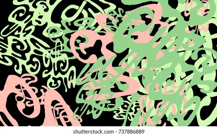 Abstract Background with Tangled Lines and Figures. Crazy Modern Design for Album Cover, Card, Invitation. Rectangular Base for Banner or Poster.