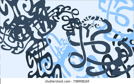 Abstract Background with Tangled Lines and Figures. Crazy Modern Design for Album Cover, Card, Invitation. Rectangular Base for Banner or Poster.