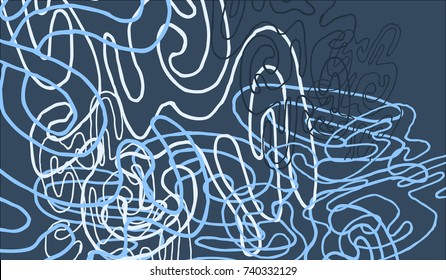 Abstract Background with Tangled Lines and Figures. Crazy Modern Design for Album Cover, Card, Invitation. Rectangular Base for Banner or Poster.