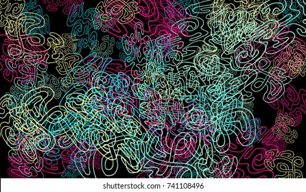 Abstract Background with Tangled Lines and Figures. Crazy Modern Design for Album Cover, Card, Invitation. Rectangular Base for Banner or Poster.
