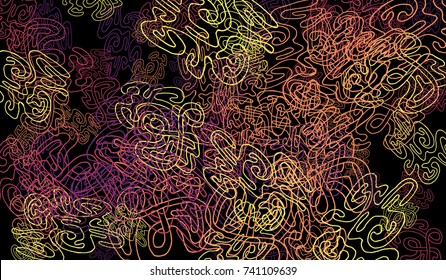 Abstract Background with Tangled Lines and Figures. Crazy Modern Design for Album Cover, Card, Invitation. Rectangular Base for Banner or Poster.