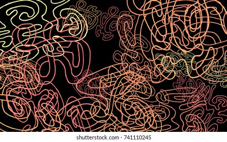 Abstract Background with Tangled Lines and Figures. Crazy Modern Design for Album Cover, Card, Invitation. Rectangular Base for Banner or Poster.