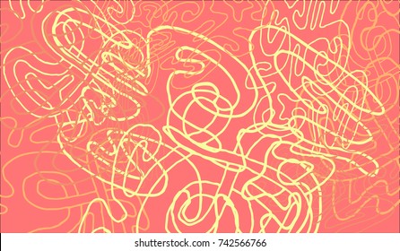 Abstract Background with Tangled Lines and Figures. Crazy Modern Design for Album Cover, Card, Invitation. Rectangular Base for Banner or Poster.