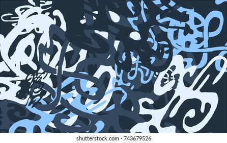 Abstract Background with Tangled Lines and Figures. Crazy Modern Design for Album Cover, Card, Invitation. Rectangular Base for Banner or Poster.