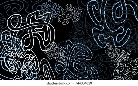 Abstract Background with Tangled Lines and Figures. Crazy Modern Design for Album Cover, Card, Invitation. Rectangular Base for Banner or Poster.