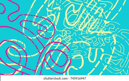 Abstract Background with Tangled Lines and Figures. Crazy Modern Design for Album Cover, Card, Invitation. Rectangular Base for Banner or Poster.