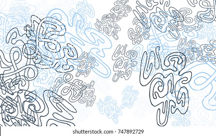 Abstract Background with Tangled Lines and Figures. Crazy Modern Design for Album Cover, Card, Invitation. Rectangular Base for Banner or Poster.