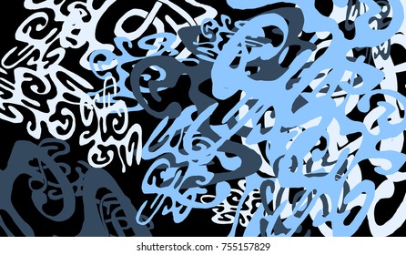 Abstract Background with Tangled Lines and Figures. Crazy Modern Design for Album Cover, Card, Invitation. Rectangular Base for Banner or Poster.