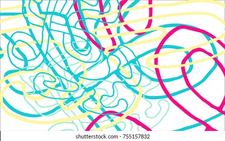 Abstract Background with Tangled Lines and Figures. Crazy Modern Design for Album Cover, Card, Invitation. Rectangular Base for Banner or Poster.