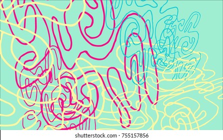 Abstract Background with Tangled Lines and Figures. Crazy Modern Design for Album Cover, Card, Invitation. Rectangular Base for Banner or Poster.