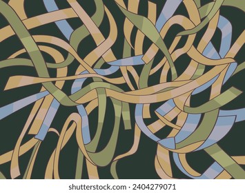 Abstract background with tangled stripes - hand drawn vector illustration. Flat color design.