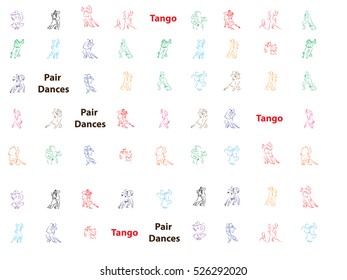 abstract background for Tango and partner dancing. Use tickets, invitations, documents. Dancing couples, waltz, tango. Dancing couples, men and women