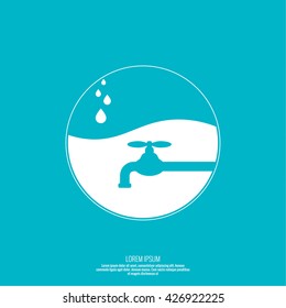 Abstract background with tap water drop. Flat design. 