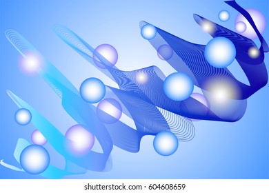 abstract background with tape and bubbles in blue color