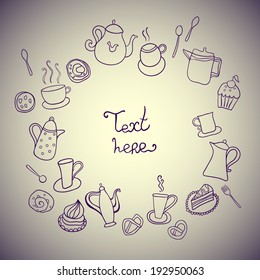 Abstract background. Tea party theme. Can be used for card, invitation or some text.