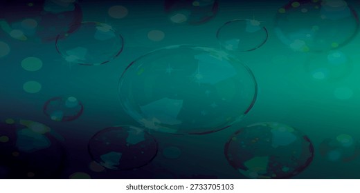 Abstract background with teal and purple bokeh effects and subtle bubble shapes.