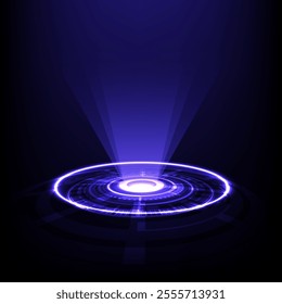 Abstract background with tech circles and rays, stock vector