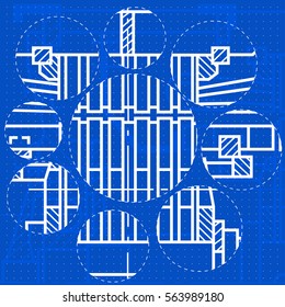 Abstract background with technical blueprint of mechanics. Engineering illustration.