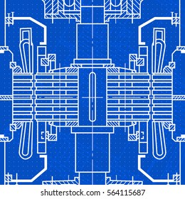 Abstract background with technical blueprint of mechanics. Engineering illustration.