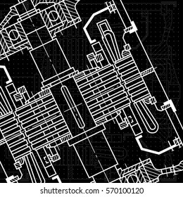 Abstract background with technical blueprint of mechanics. Engineering illustration.