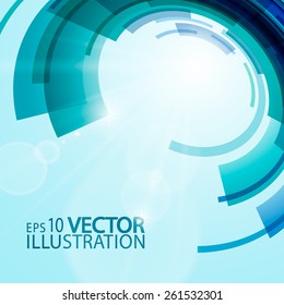 Abstract background of  techno circles in blue shades